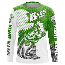 Load image into Gallery viewer, Personalized Bass Fishing Jerseys, Bass Fishing Long Sleeve Fishing Tournament Shirts | Green Camo IPHW5755