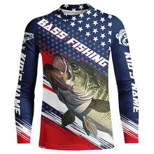 Load image into Gallery viewer, American Flag Bass Fishing Jerseys, Personalized Patriotic Bass Fishing Shirts For Fisherman IPHW5756