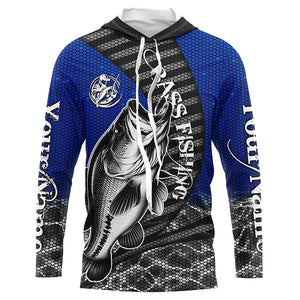 Custom Largemouth Bass Long Sleeve Tournament Fishing Shirts, Bass Fishing Jerseys | Blue IPHW5758