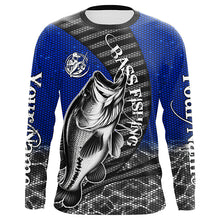 Load image into Gallery viewer, Custom Largemouth Bass Long Sleeve Tournament Fishing Shirts, Bass Fishing Jerseys | Blue IPHW5758