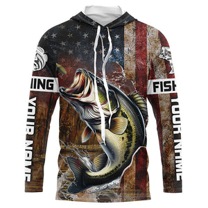 Vintage American Flag Bass Fishing Jerseys, Personalized Patriotic Bass Fishing Shirts For Fisherman IPHW5762