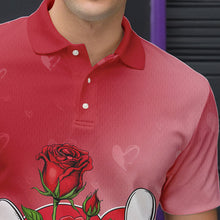 Load image into Gallery viewer, Custom Valentine Bowling Polo Shirts For Men, Bowling And Red Roses Couple Bowling Outfits IPHW8350