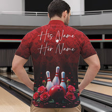 Load image into Gallery viewer, Red Heart Theme Custom Valentines Bowling Quarter-Zip Shirt For Men, Couple Bowling Outfits IPHW8357