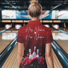 Load image into Gallery viewer, Red Heart Theme Custom Valentines Bowling Quarter-Zip Shirt For Women, Couple Bowling IPHW8357