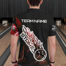 Load image into Gallery viewer, Custom Black And Red Thunder Lightning Strike Bowling Polo Shirts For Men Team Shirt IPHW8533
