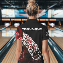 Load image into Gallery viewer, Custom Black And Red Thunder Lightning Strike Bowling Polo Shirts For Women Team Shirt IPHW8533