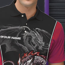 Load image into Gallery viewer, Custom Black And Red Dragon Bowling Polo Shirts For Men, Dragon Bowling Tournament Uniform IPHW8553