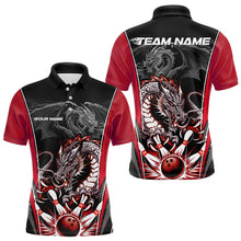 Load image into Gallery viewer, Custom Black And Red Dragon Bowling Polo Shirts For Men, Dragon Bowling Tournament Uniform IPHW8553