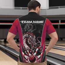 Load image into Gallery viewer, Custom Black And Red Dragon Bowling Quarter-Zip Shirts For Men, Dragon Bowling Tournament Uniform IPHW8553