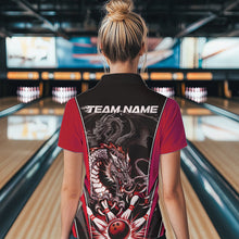 Load image into Gallery viewer, Custom Black And Red Dragon Bowling Womens Quarter-Zip Shirts, Bowling Tournament Uniform IPHW8553