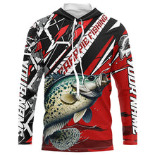 Load image into Gallery viewer, Personalized Crappie Fishing Jerseys, Crappie Long Sleeve Tournament Fishing Shirts | Black And Red IPHW6356