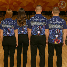 Load image into Gallery viewer, Customized Eagle Bowling Shirt Patriotic Polo Bowling Jersey For Men US Bowling | Blue IPHW7110