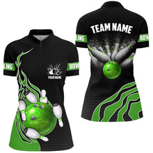 Load image into Gallery viewer, Green Flame Bowling Polo Shirts For Women, Custom Bowling Team Jerseys Bowler Outfits IPHW5218