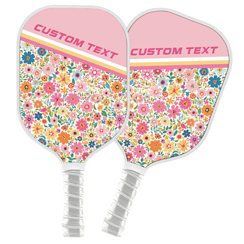 Custom Preppy Flower Pattern Pickleball Paddles, Cottage Floral Pickleball Team Paddle Pickleball Racket IPHW7709