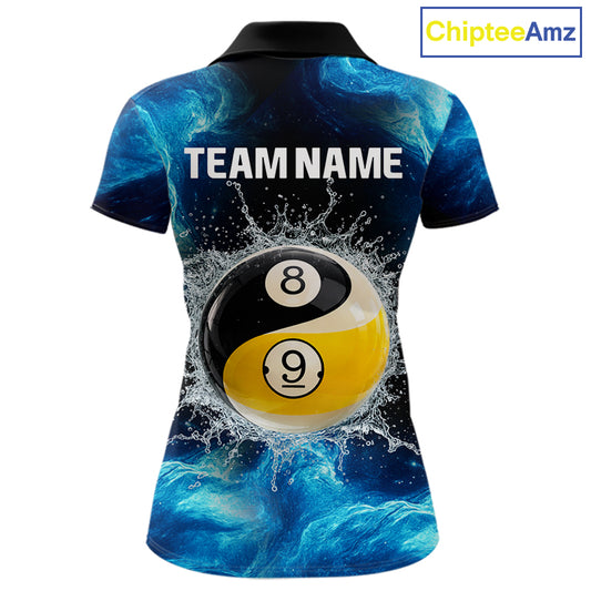 T-shirt with pool ball design and 'Team Name' text, brand 'ChipteeAmz' visible