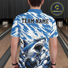 Load image into Gallery viewer, Custom Blue Camo Greate White Shark Bowling Team Polo Shirt For Men, Bowling Jerseys IPHW11473