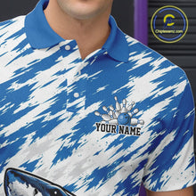 Load image into Gallery viewer, Custom Blue Camo Greate White Shark Bowling Team Polo Shirt For Men, Bowling Jerseys IPHW11473