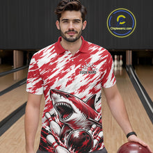 Load image into Gallery viewer, Custom Red Camo Greate White Shark Bowling Team Polo Shirt For Men, Bowling Jerseys IPHW11474