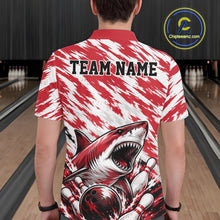 Load image into Gallery viewer, Custom Red Camo Greate White Shark Bowling Team Polo Shirt For Men, Bowling Jerseys IPHW11474