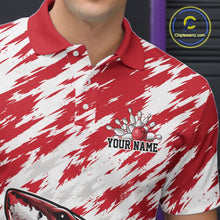 Load image into Gallery viewer, Custom Red Camo Greate White Shark Bowling Team Polo Shirt For Men, Bowling Jerseys IPHW11474