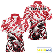 Load image into Gallery viewer, Custom Red Camo Greate White Shark Bowling Team Polo Shirt For Men, Bowling Jerseys IPHW11474