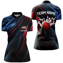 Load image into Gallery viewer, Black, Red And Blue Custom Patriotic Bowling Shirts For Women, Us Bowling Team Shirts IPHW7113