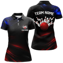Load image into Gallery viewer, Black, Red And Blue Custom Patriotic Bowling Shirts For Women, Us Bowling League Shirts IPHW7114
