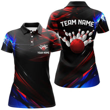 Load image into Gallery viewer, Black, Red And Blue Custom Patriotic Bowling Shirts For Women, Us Bowling League Shirts IPHW7115