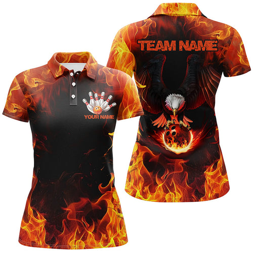 Flame Eagle Bowling Team Shirts For Women, Fire Custom Bowling Uniforms Outfit Bowling IPHW7116