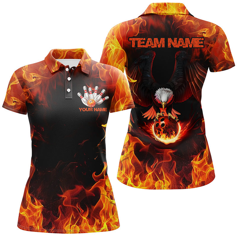 Flame Eagle Bowling Team Shirts For Women, Fire Custom Bowling Uniforms Outfit Bowling IPHW7116