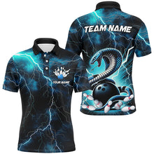 Load image into Gallery viewer, Blue Thunder Lightning Custom Cobra Snake Bowling Shirts For Men, Bowling Team Shirt With Names IPHW7423