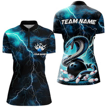 Load image into Gallery viewer, Blue Thunder Lightning Custom Cobra Snake Ladies Bowling Shirts, Bowling Team Shirt IPHW7423
