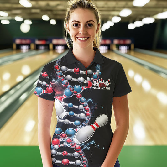 Bowling Is In My Dna Custom Bowling Team Polo Shirts For Women, Bowling League Shirt IPHW8372