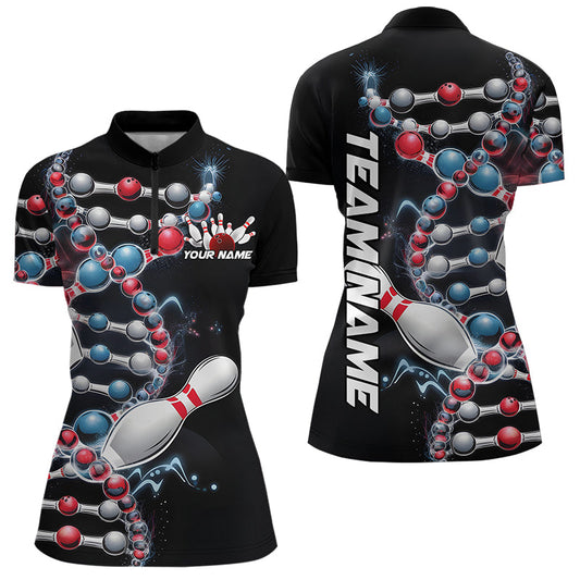 Bowling Is In My Dna Custom Bowling Team Quarter-Zip Shirts For Women, Bowling League Shirt IPHW8372