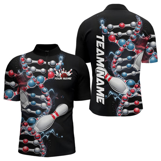 Bowling Is In My Dna Custom Bowling Quarter-Zip Shirts For Men, Bowling Team Bowling League Shirt IPHW8372