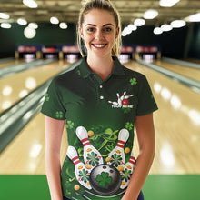 Load image into Gallery viewer, Custom Green St Patrick&#39;S Day Bowling Polo Shirts For Women, Team Bowling Outfits IPHW8374