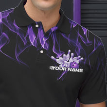 Load image into Gallery viewer, Custom Black And Purple Flame Cobra Snake Bowling Polo Shirts For Men, Bowling Team Uniform IPHW8569