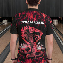 Load image into Gallery viewer, Custom Black And Red Flame Cobra Snake Bowling Polo Shirts For Men, Bowling Team Uniform IPHW8570