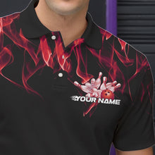 Load image into Gallery viewer, Custom Black And Red Flame Cobra Snake Bowling Polo Shirts For Men, Bowling Team Uniform IPHW8570