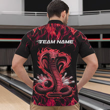 Load image into Gallery viewer, Custom Black And Red Flame Cobra Snake Bowling Quarter-Zip Shirts For Men, Bowling Team Uniform IPHW8570