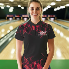 Load image into Gallery viewer, Custom Black And Red Flame Cobra Snake Bowling Womens Quarter-Zip Shirts, Team Uniform IPHW8570