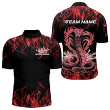Load image into Gallery viewer, Custom Black And Red Flame Cobra Snake Bowling Quarter-Zip Shirts For Men, Bowling Team Uniform IPHW8570