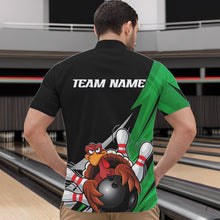 Load image into Gallery viewer, Black And Green Custom Funny Turkey Thanksgiving Bowling Team Quarter-Zip Shirts For Men IPHW8876
