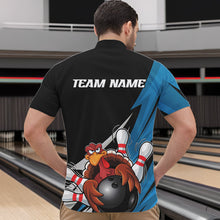 Load image into Gallery viewer, Black And Blue Custom Funny Turkey Thanksgiving Bowling Team Quarter-Zip Shirts For Men IPHW8878