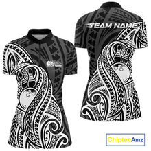Load image into Gallery viewer, Custom Black And White Maori Style Koru Spiral Tribal Women Bowling Quarter-Zip Shirt IPHW10949