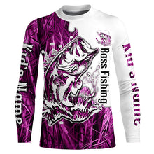 Load image into Gallery viewer, Custom Largemouth Bass Fishing Long Sleeve Tournament Shirts, Bass Fishing League Shirt | Pink Camo IPHW6381