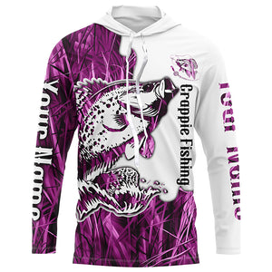 Custom Crappie Fishing Long Sleeve Tournament Shirts, Crappie Fishing League Shirt | Pink Camo IPHW6386