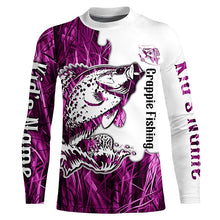 Load image into Gallery viewer, Custom Crappie Fishing Long Sleeve Tournament Shirts, Crappie Fishing League Shirt | Pink Camo IPHW6386