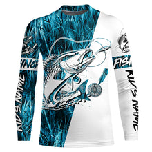 Load image into Gallery viewer, Redfish Fishing Custom Long Sleeve Performance Shirts, Saltwater Redfish Fishing Shirts | Blue Camo IPHW6390