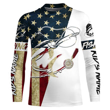 Load image into Gallery viewer, Vintage American Flag Custom Sailfish Fishing Long Sleeve Shirts, Patriotic Sailfish Fishing Jerseys IPHW6391
